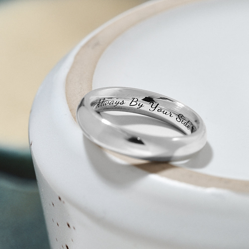 Silver ring with 'Always By Your Side' engraved inside