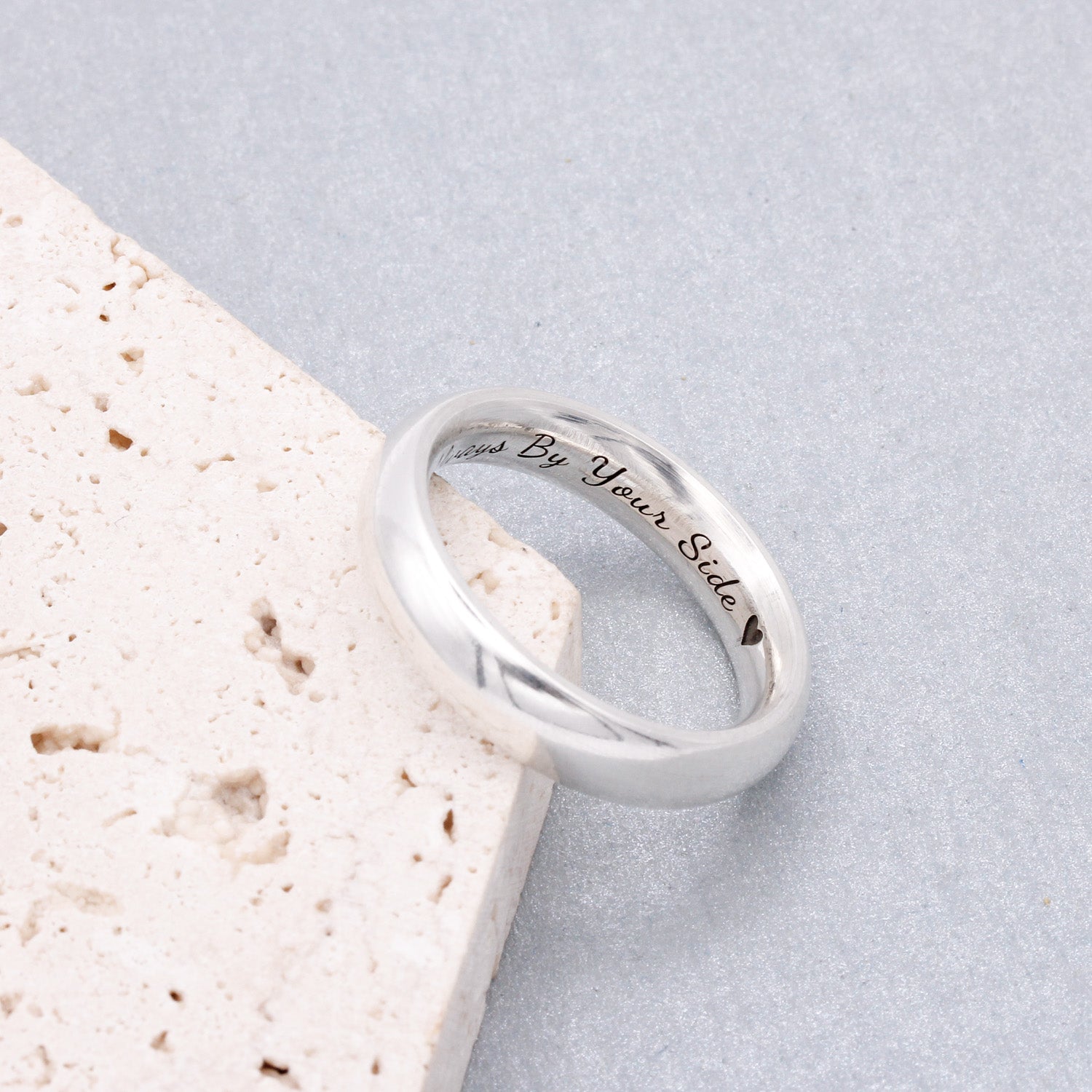 hidden message sterling silver mens womens 5mm wide ring wedding band
