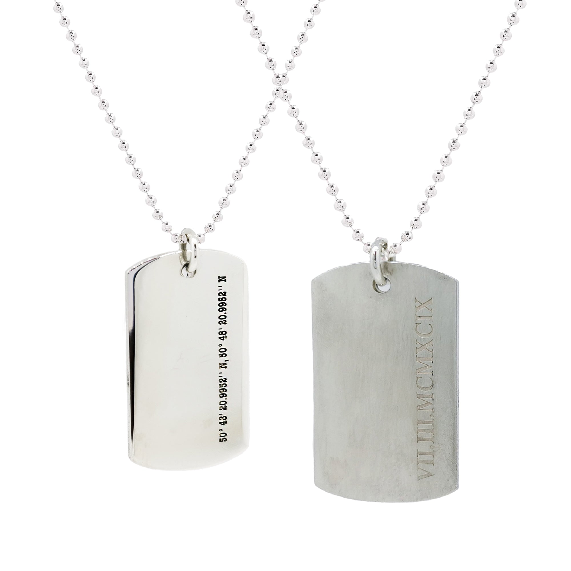 silver engraved large dog tag necklace