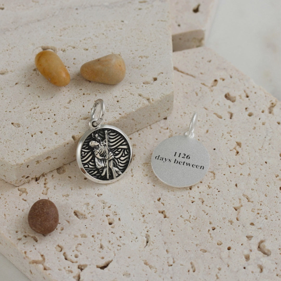 Load video: unusual saint christopher charm for a bracelet travel gift