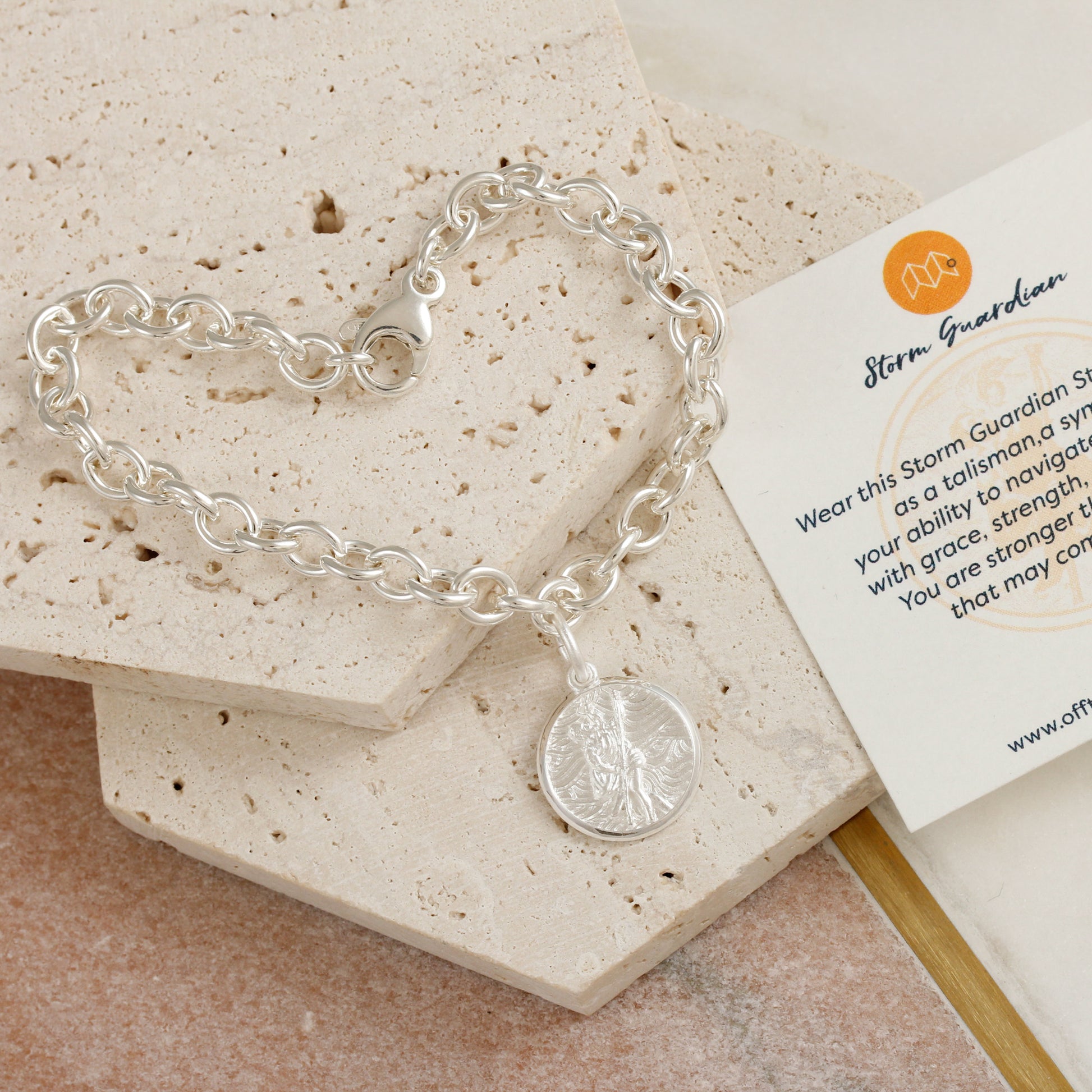 wave pattern saint christopher charm bracelet