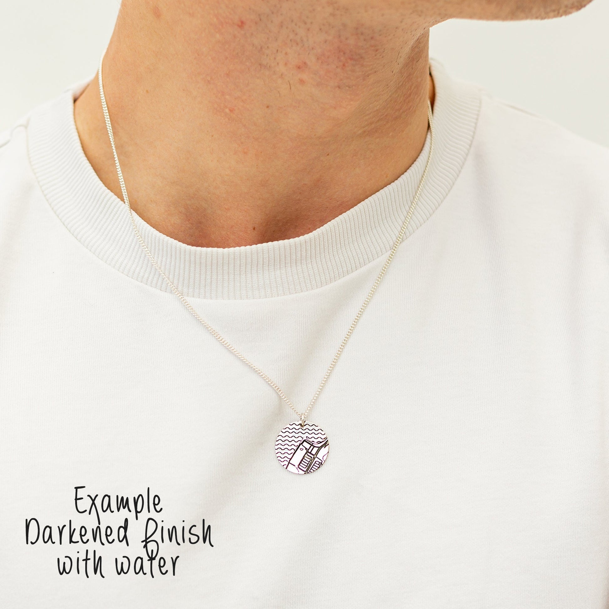 custom street map silver disc necklace off the map jewellery gift for man leaving home