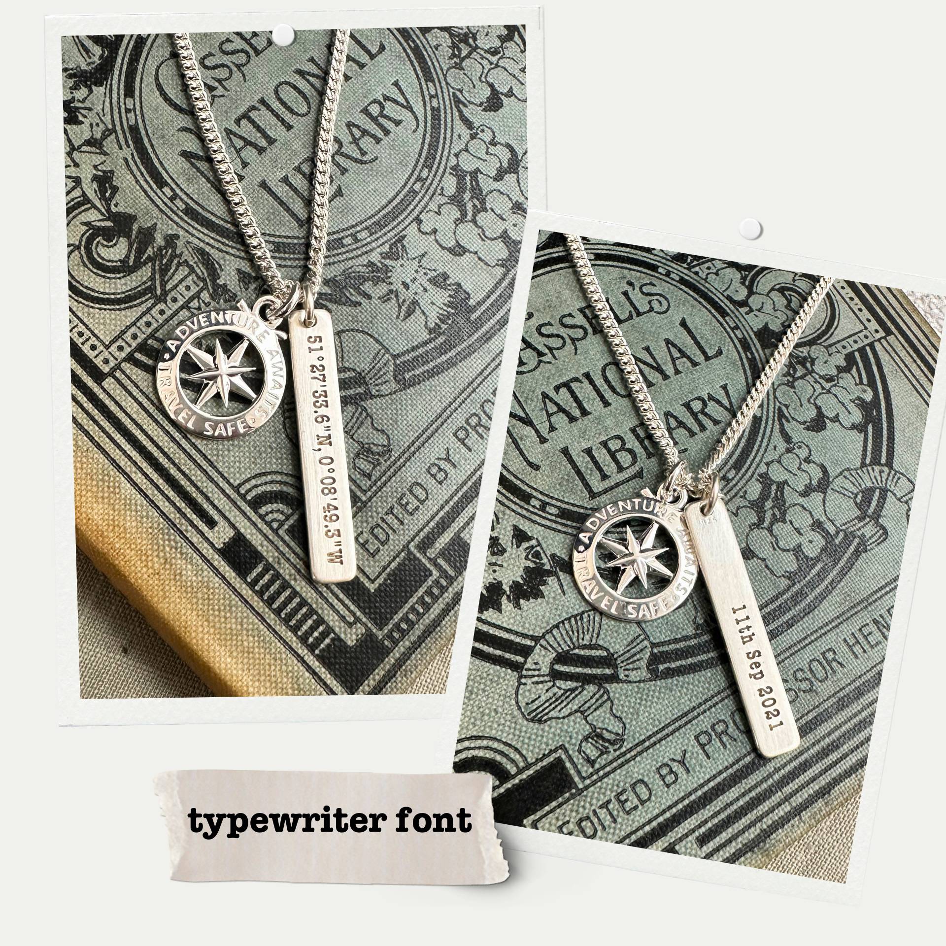 travel safe coordinates latitude longitude personalized necklace