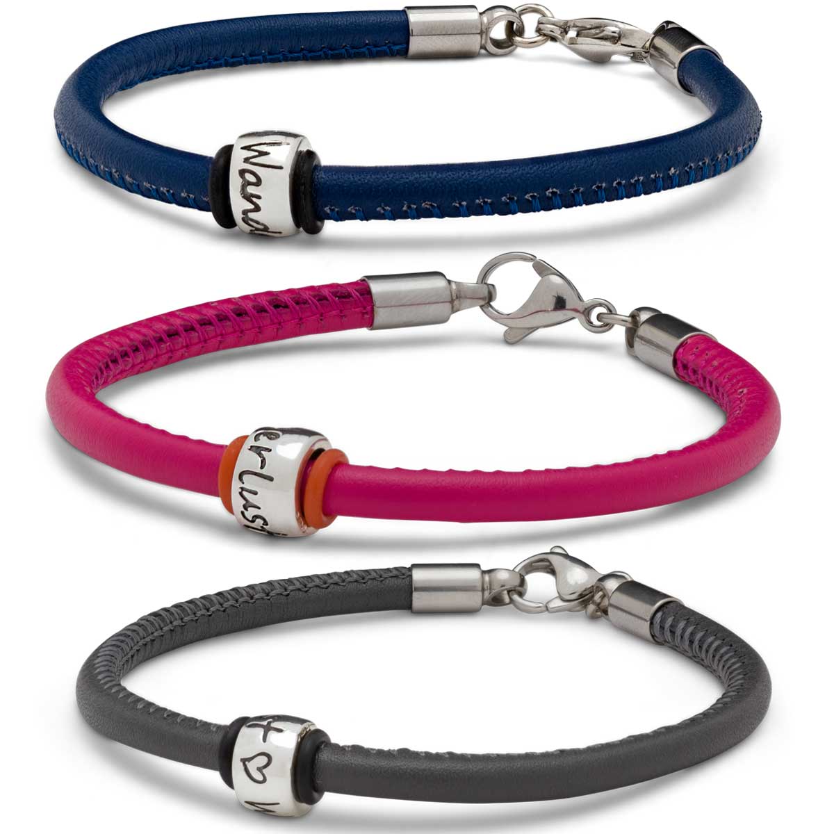 Wanderlust Leather Bracelet for men in blue black red grey and green