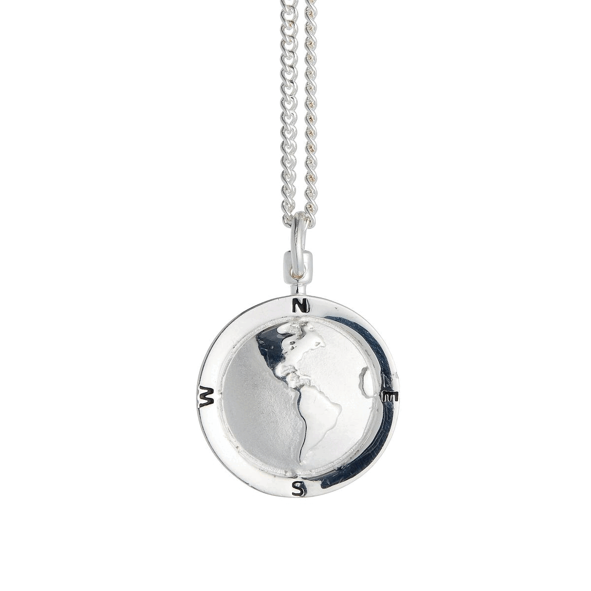USA South America map silver pendant travel gift ideas