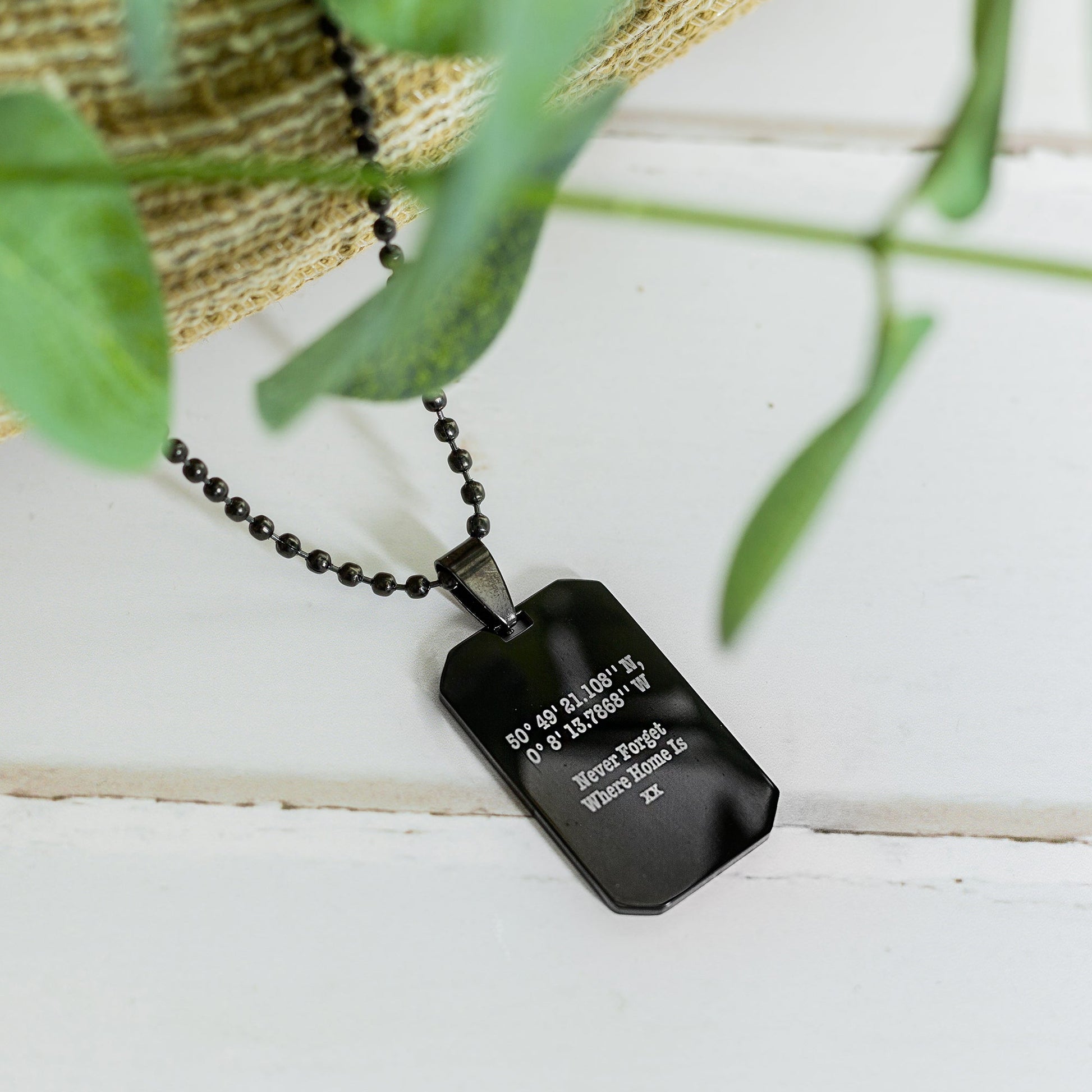 black steel dog tag saint christopher necklace off the map jewellery