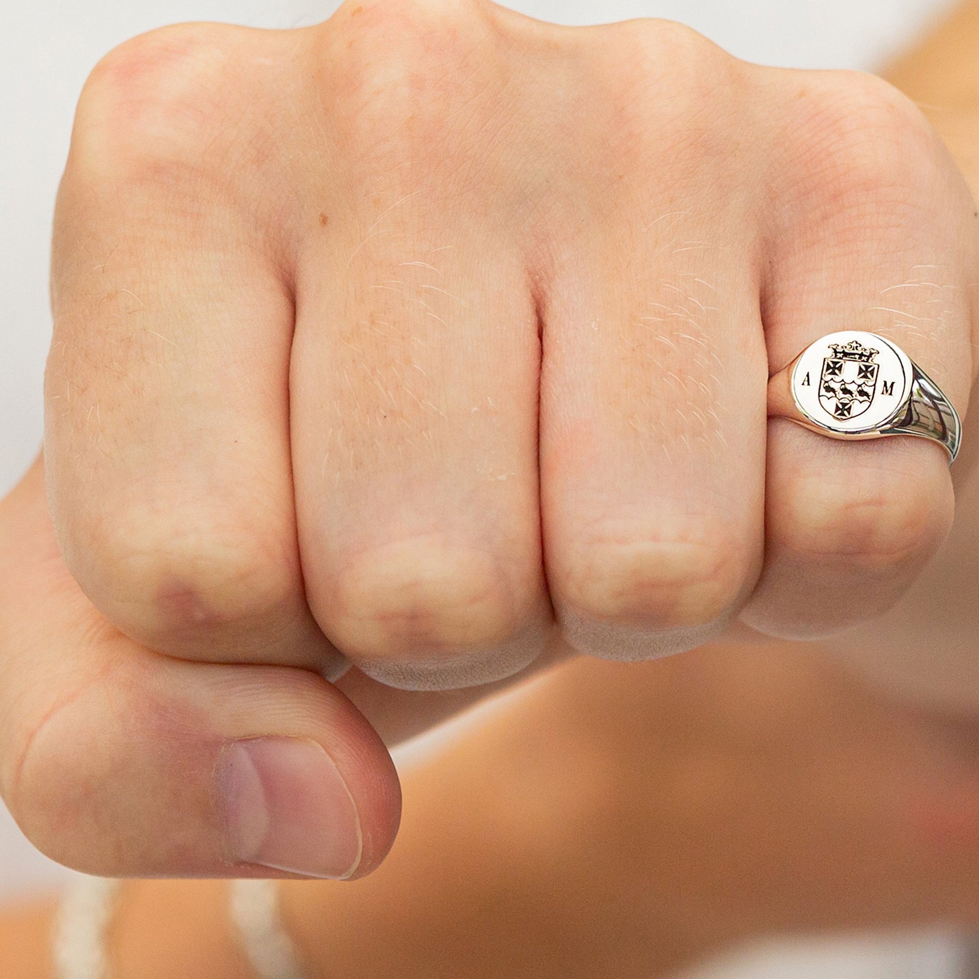 custom engraved silver signet ring family crest handwriting logo symbols off the map jewellery