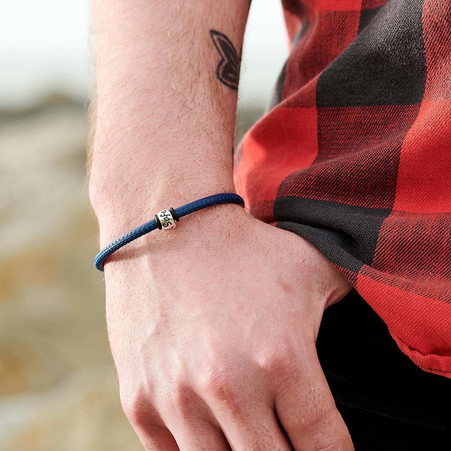 silver leather travel safe bracelet