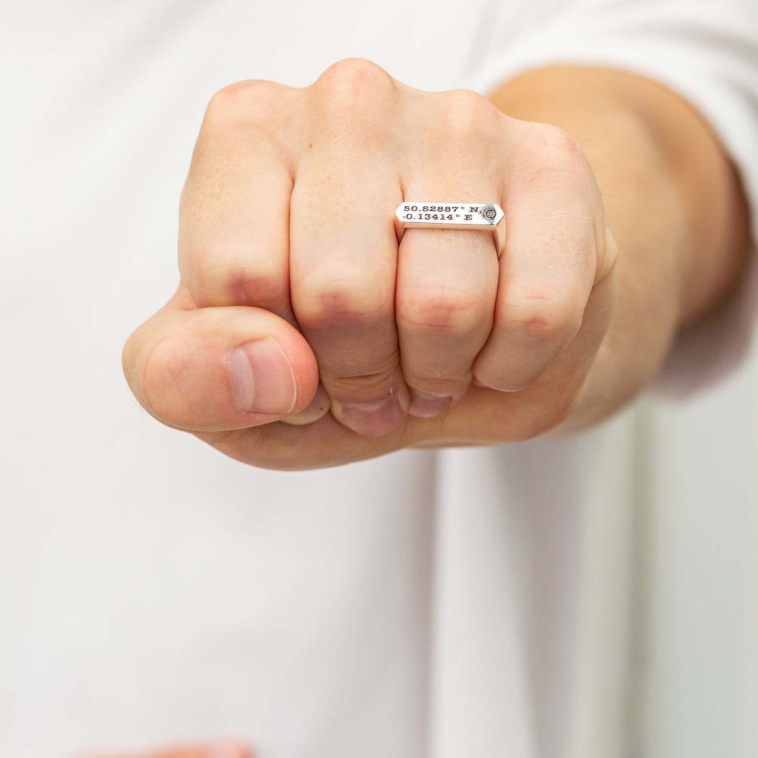 custom latitude longitude signet ring engraved gift for him scarlett jewellery