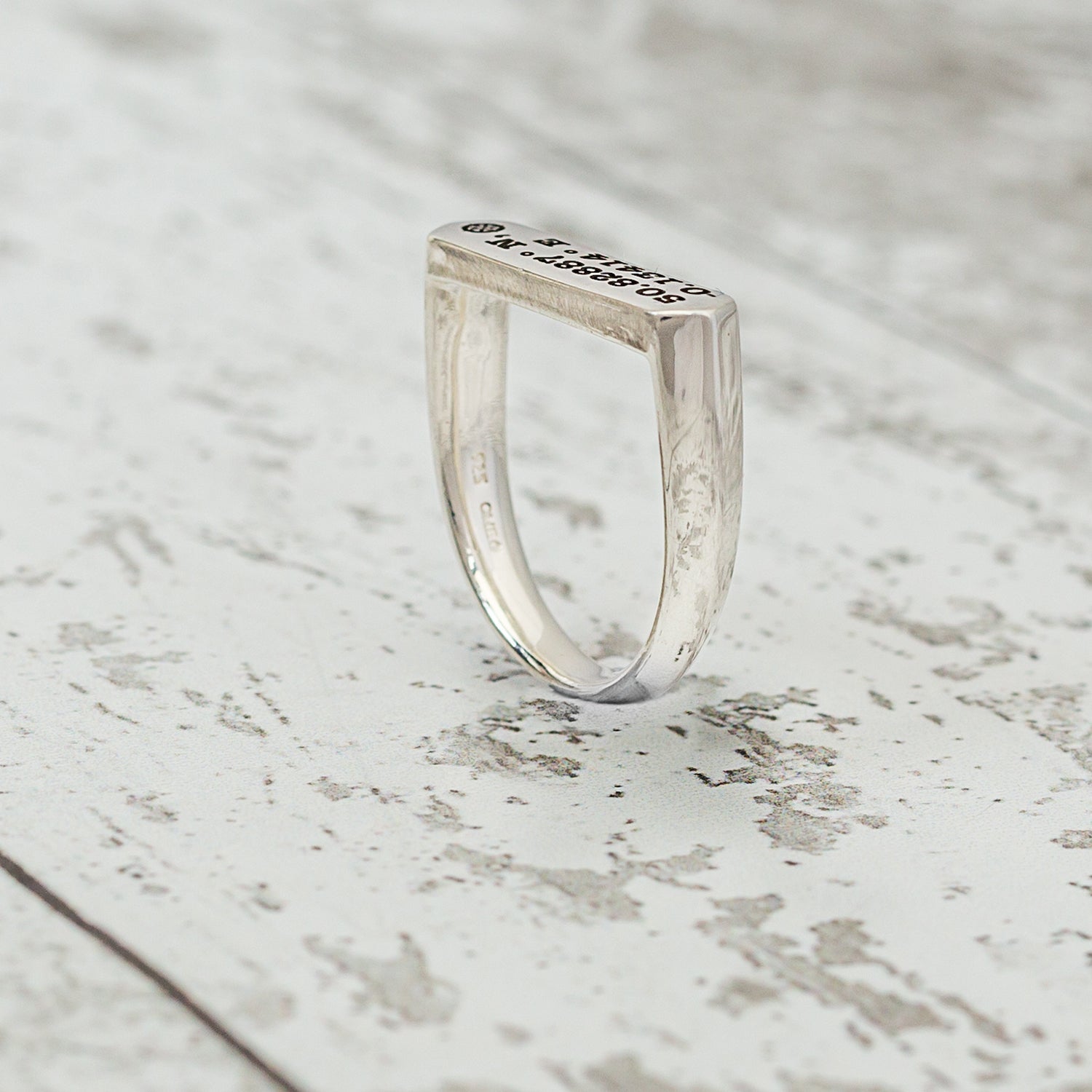 custom latitude longitude signet ring engraved gift for him scarlett jewellery