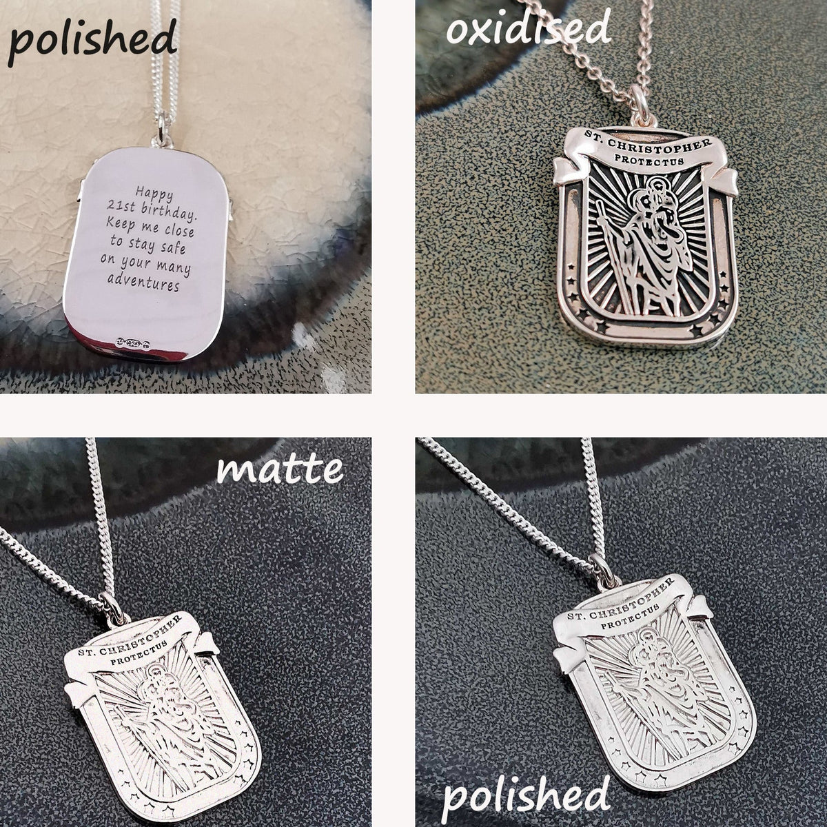 Protectus&#39; St Christopher Dog Tag Personalised Silver Necklace
