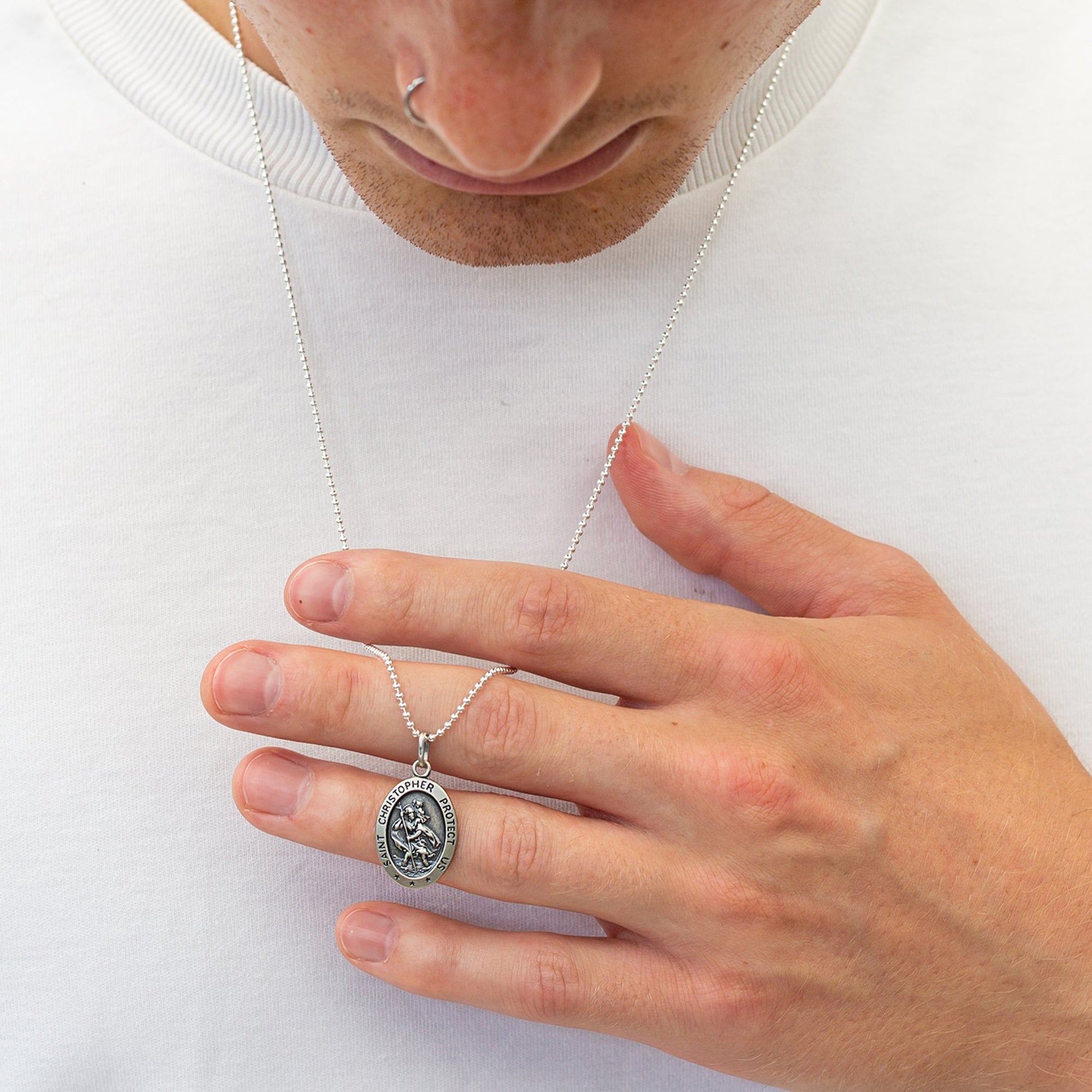 small vintage style oval silver necklace off the map jewellery UK