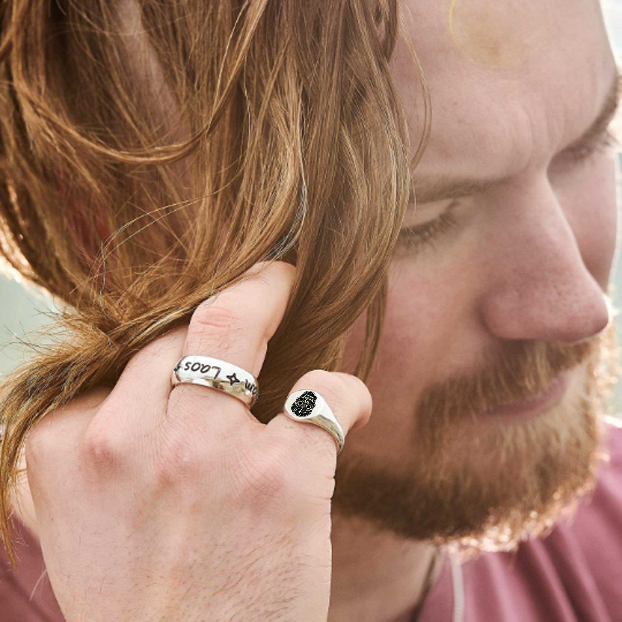Mexican Sugar Skull Signet Ring