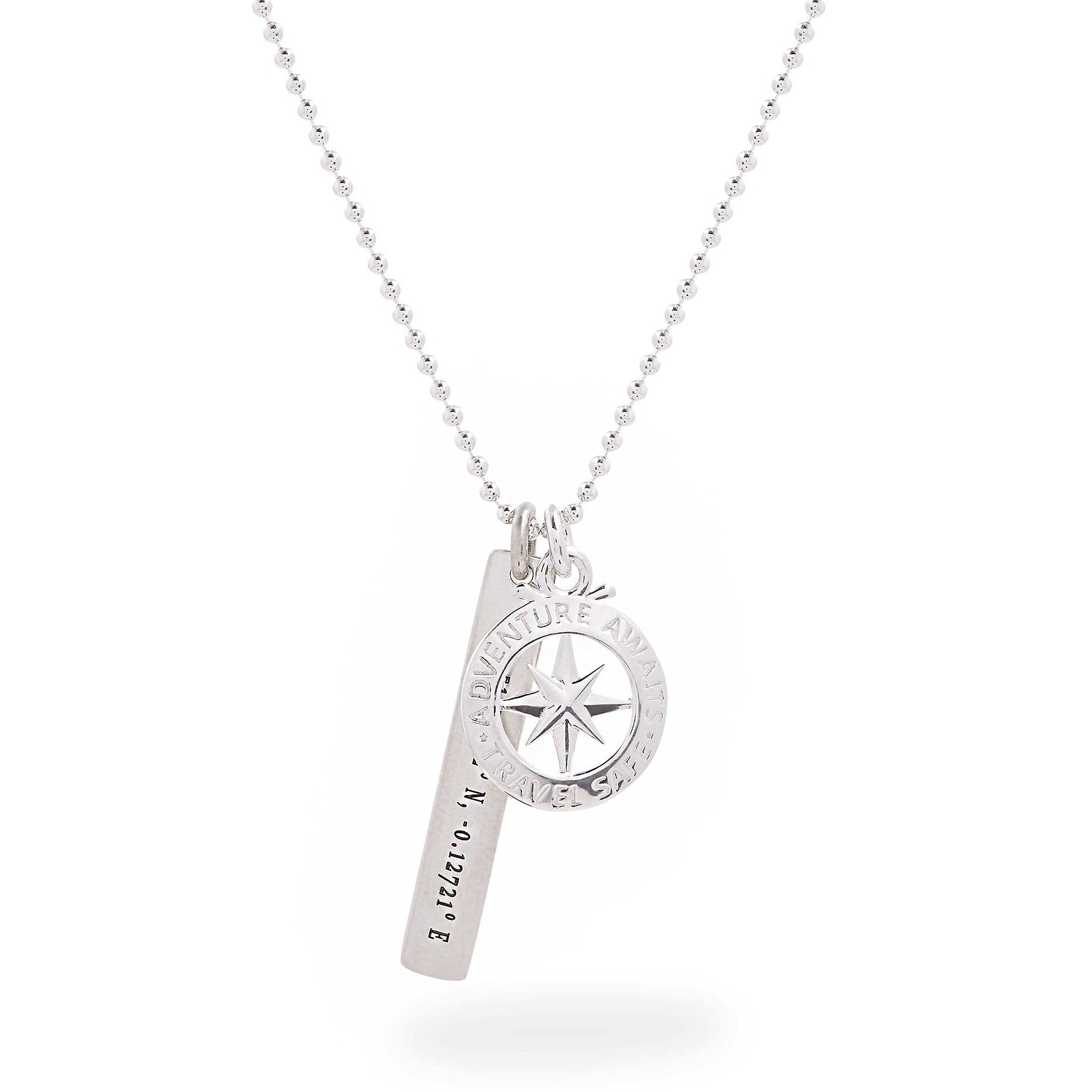 coordinated latitude longitude engraved compass necklace gift for son daughter going away travel gift remind of home