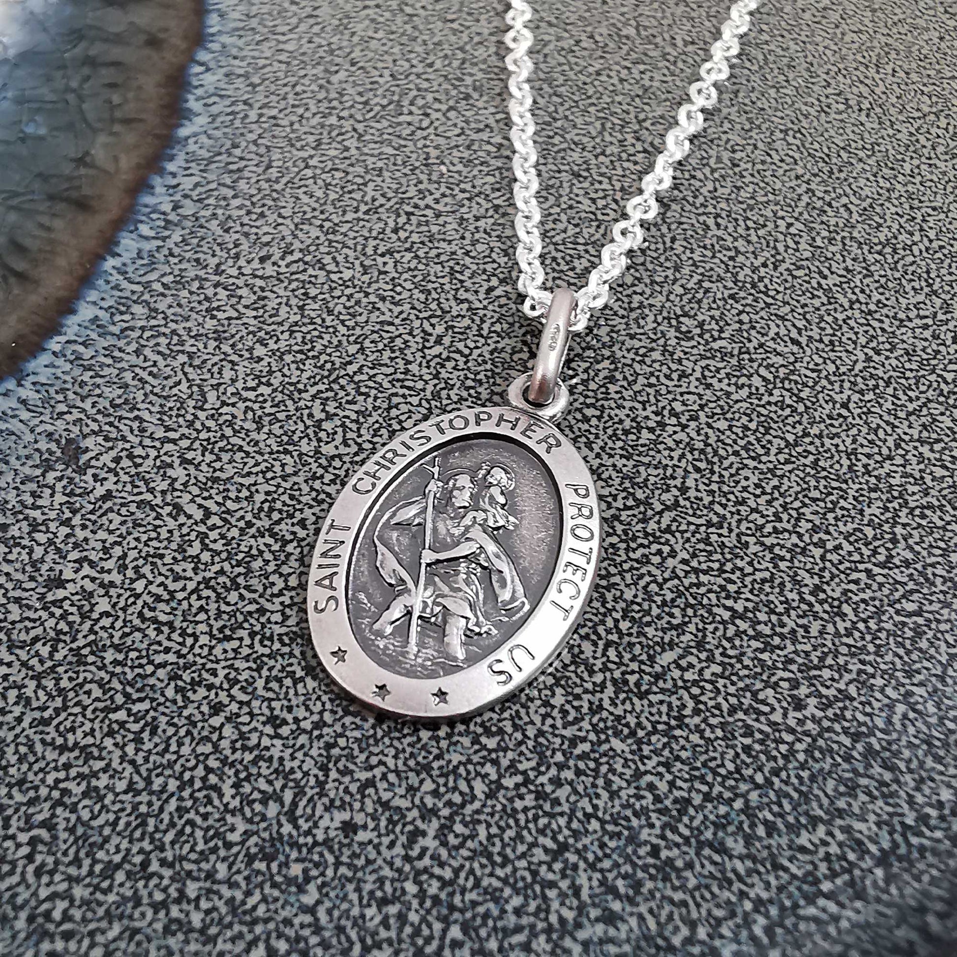small oval saint christopher necklace off the map jewellery