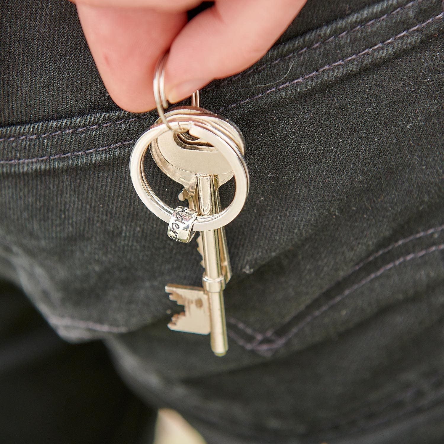 Solid silver Wanderlust chunky keyring - large traveler keyring from Brighton's Off The Map