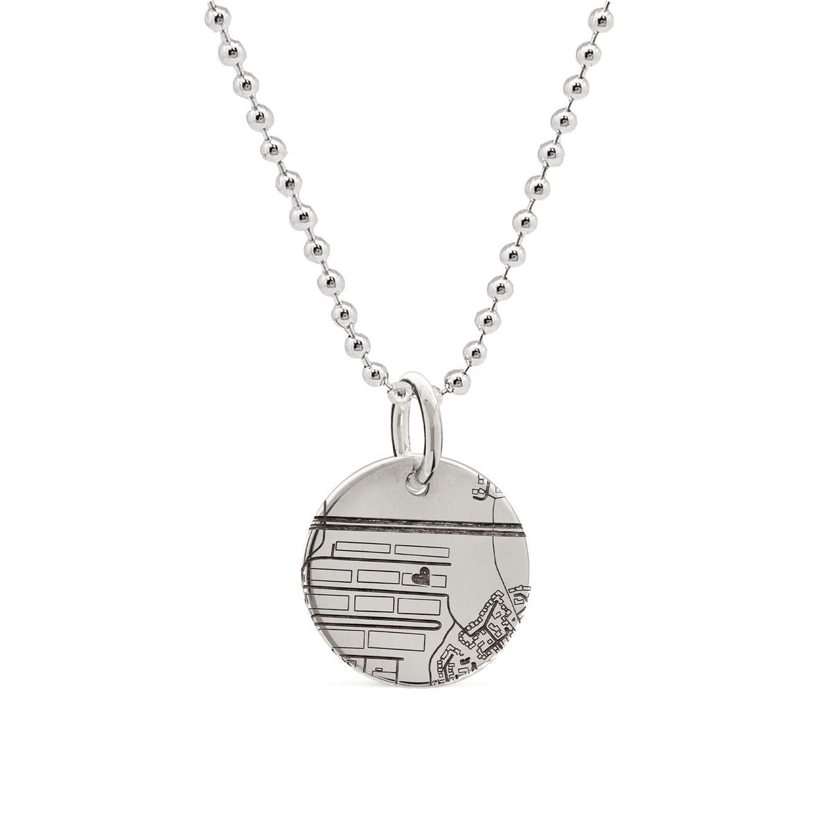 Custom Street Map 15mm x 1.5mm Silver Heavy Disc Necklace