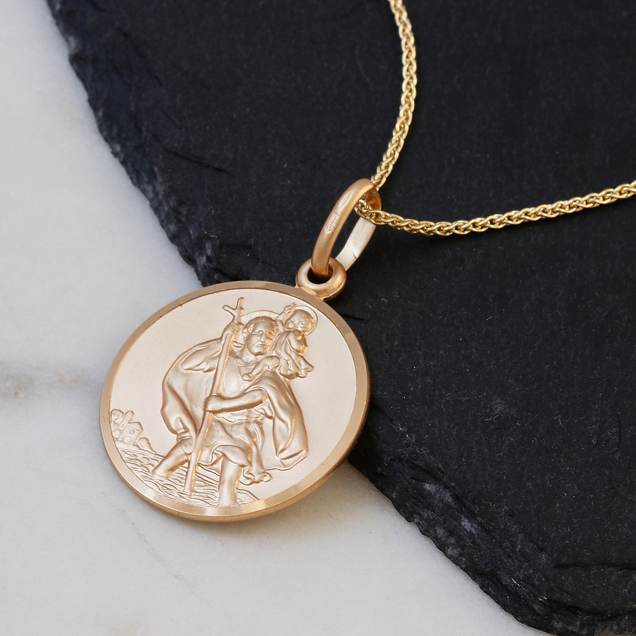 Solid 9ct Gold 18mm St Christopher
