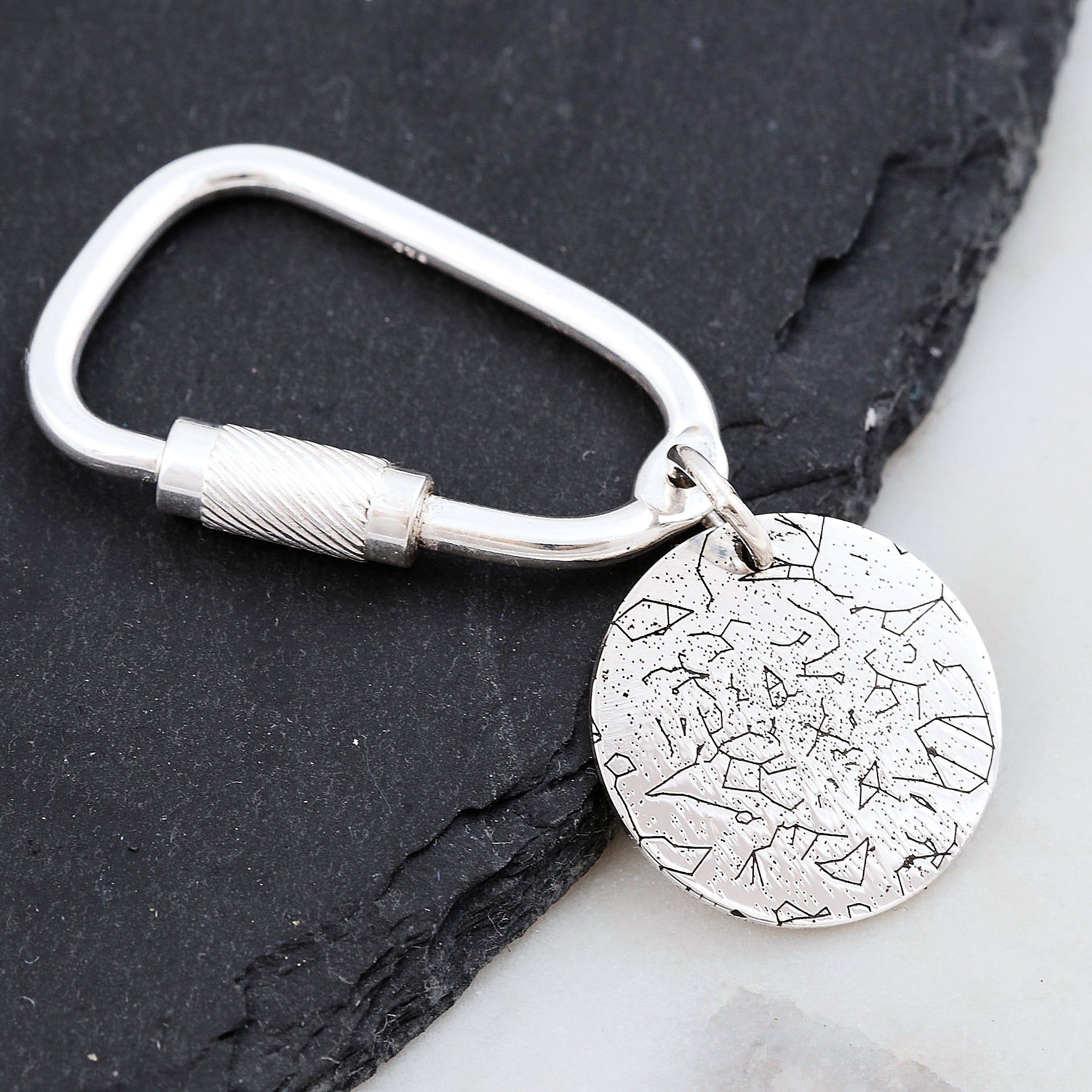 Personalised Star Constellation Solid Silver Carabiner Keyring