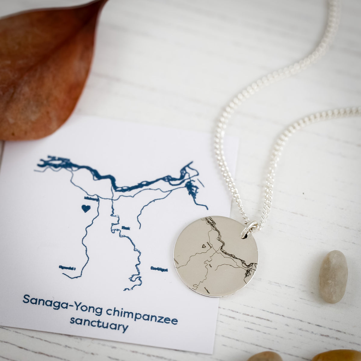 custom location necklace with river