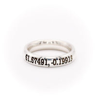 latitude longitude coordinates silver ring 5mm wide