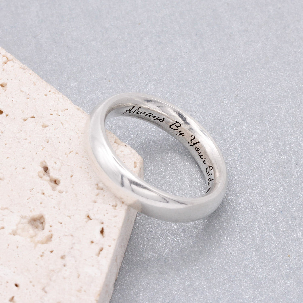 hidden message silver mens womens 5mm wide ring band