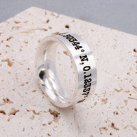 custom location latitude longitude wide mens silver ring oxidised finish