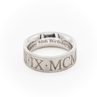 mens wide roman numerals ring 50th birthday gift