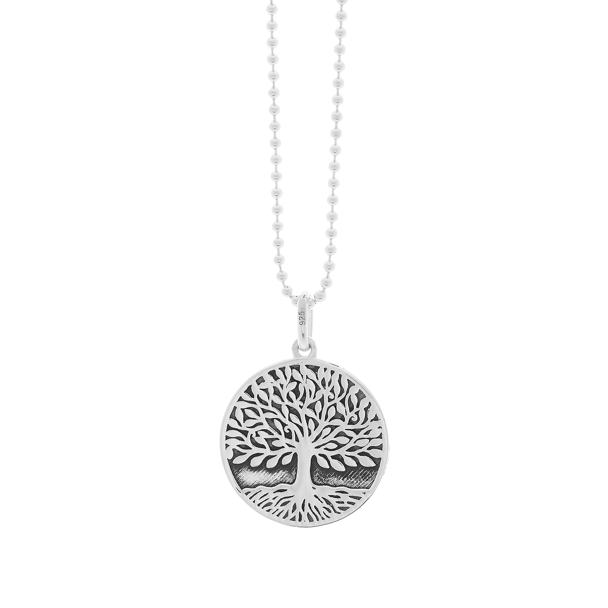 Silver tree of life 'Arbor Vitae' pendant  back engraved on ball chain