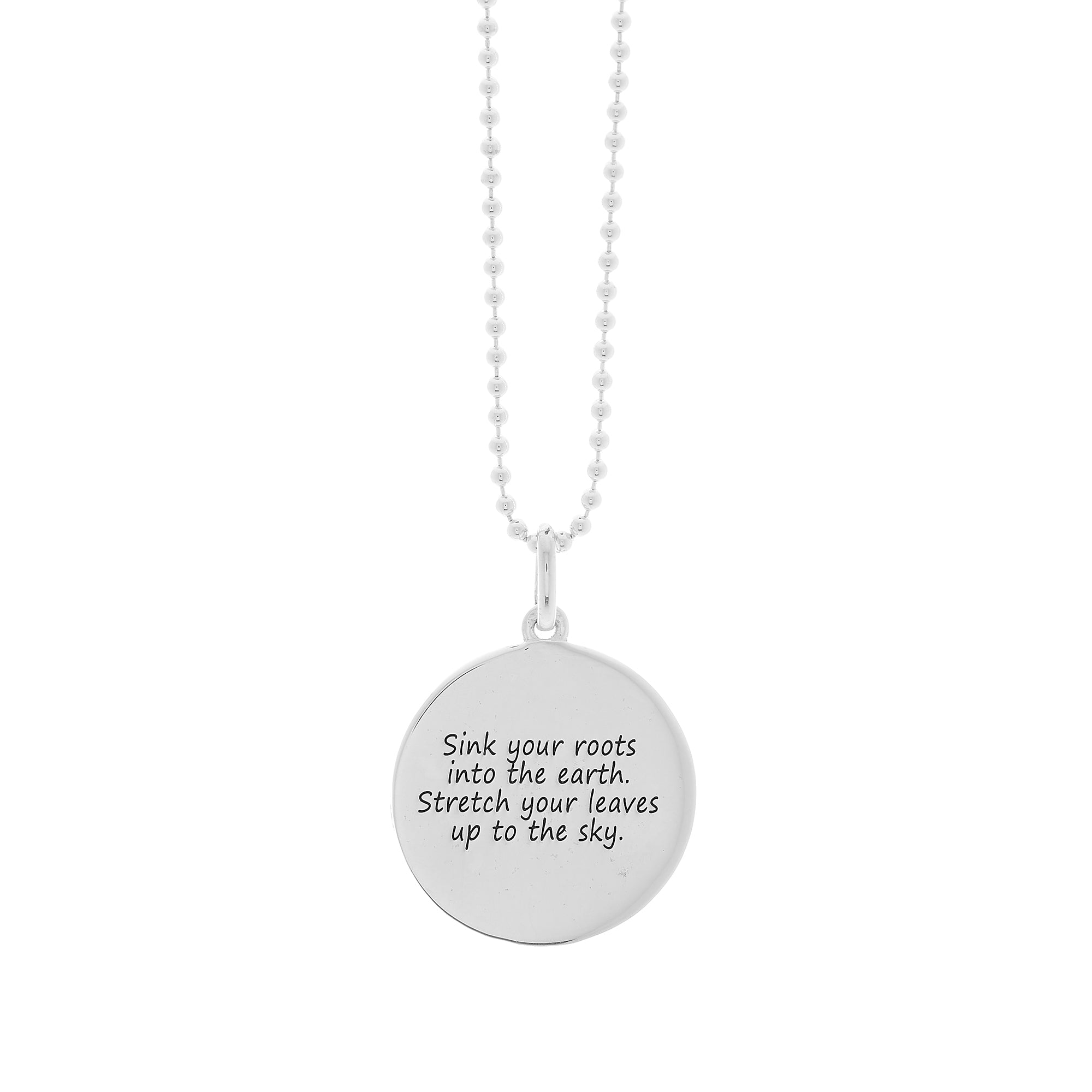 Silver tree of life 'Arbor Vitae' pendant  back engraved on ball chain