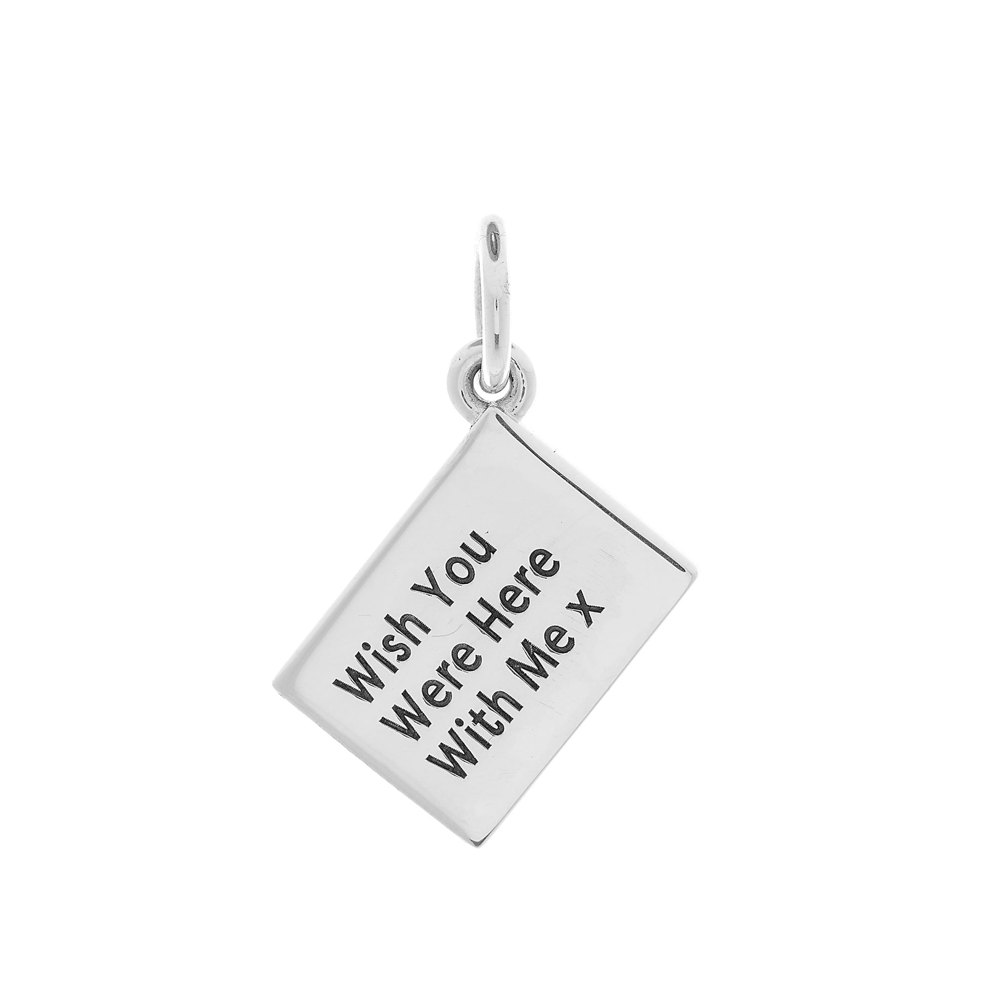 Silver postcard with personalised name and symbols by Off The Map Jewellery back engraving