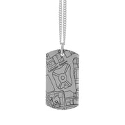Recycled silver dog tag necklace engraved with custom street map location