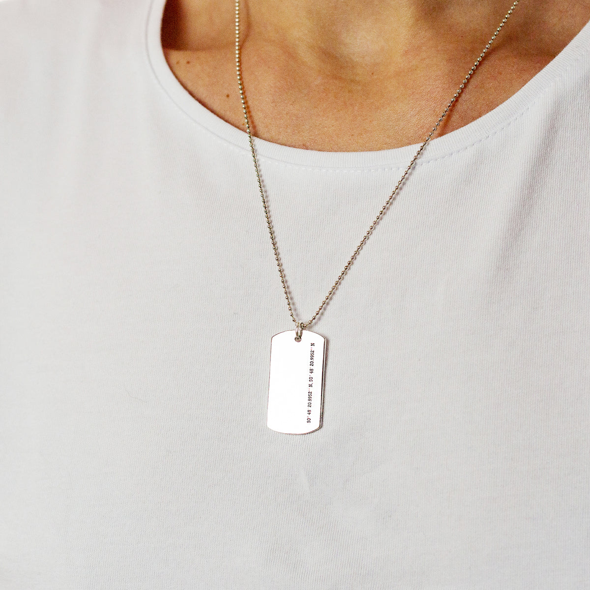 custom location silver tag necklace