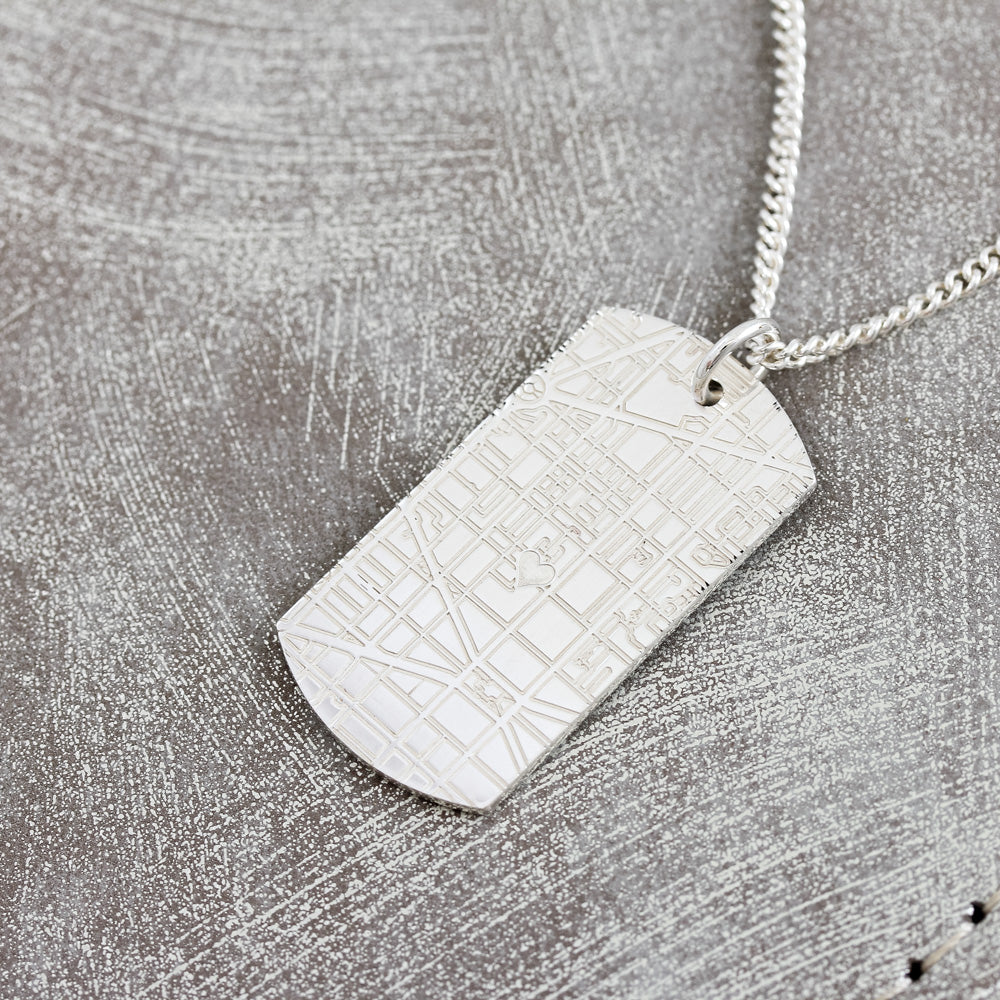 polished dog tag street map necklace 