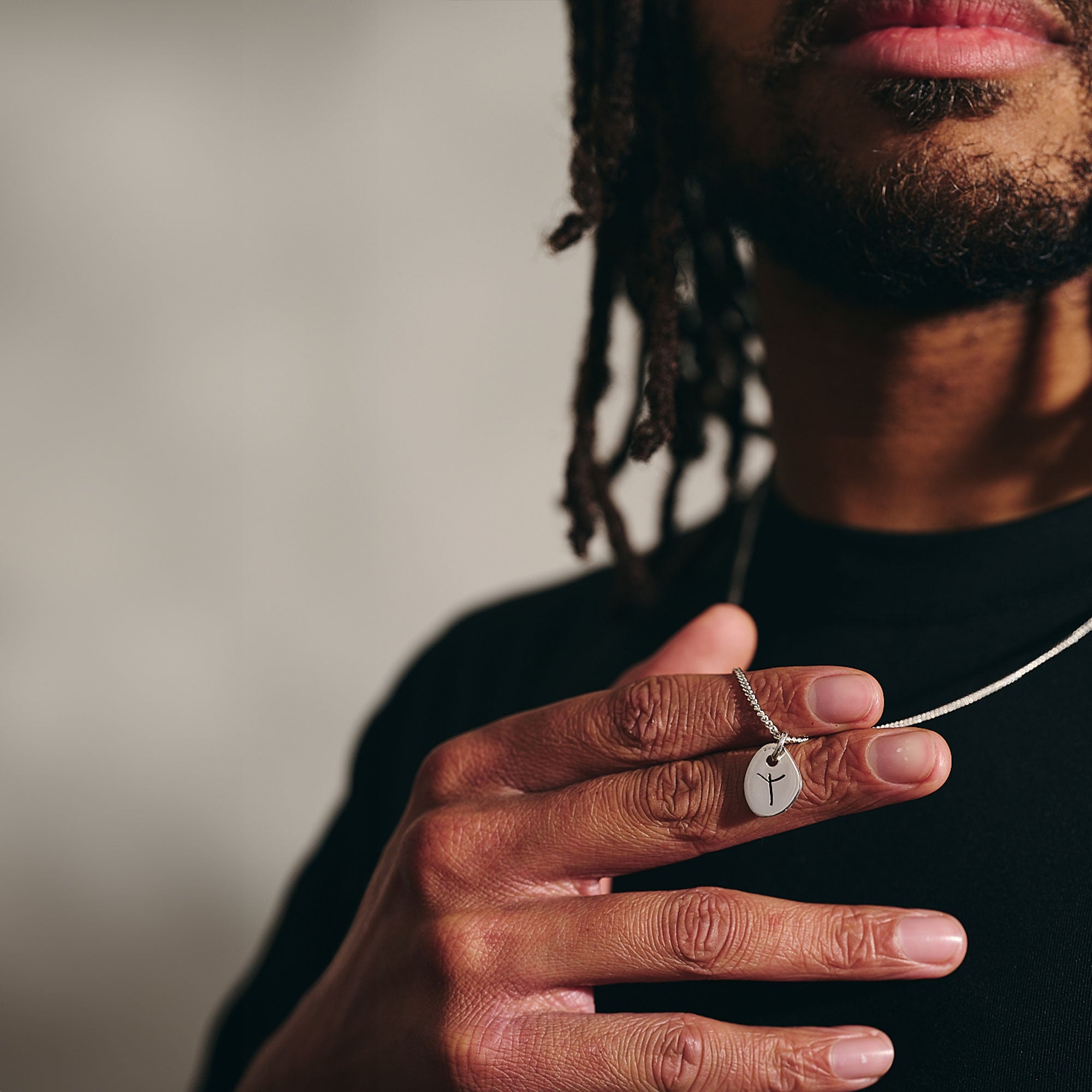 engraved aligz adventure rune necklace with heavier curb chain