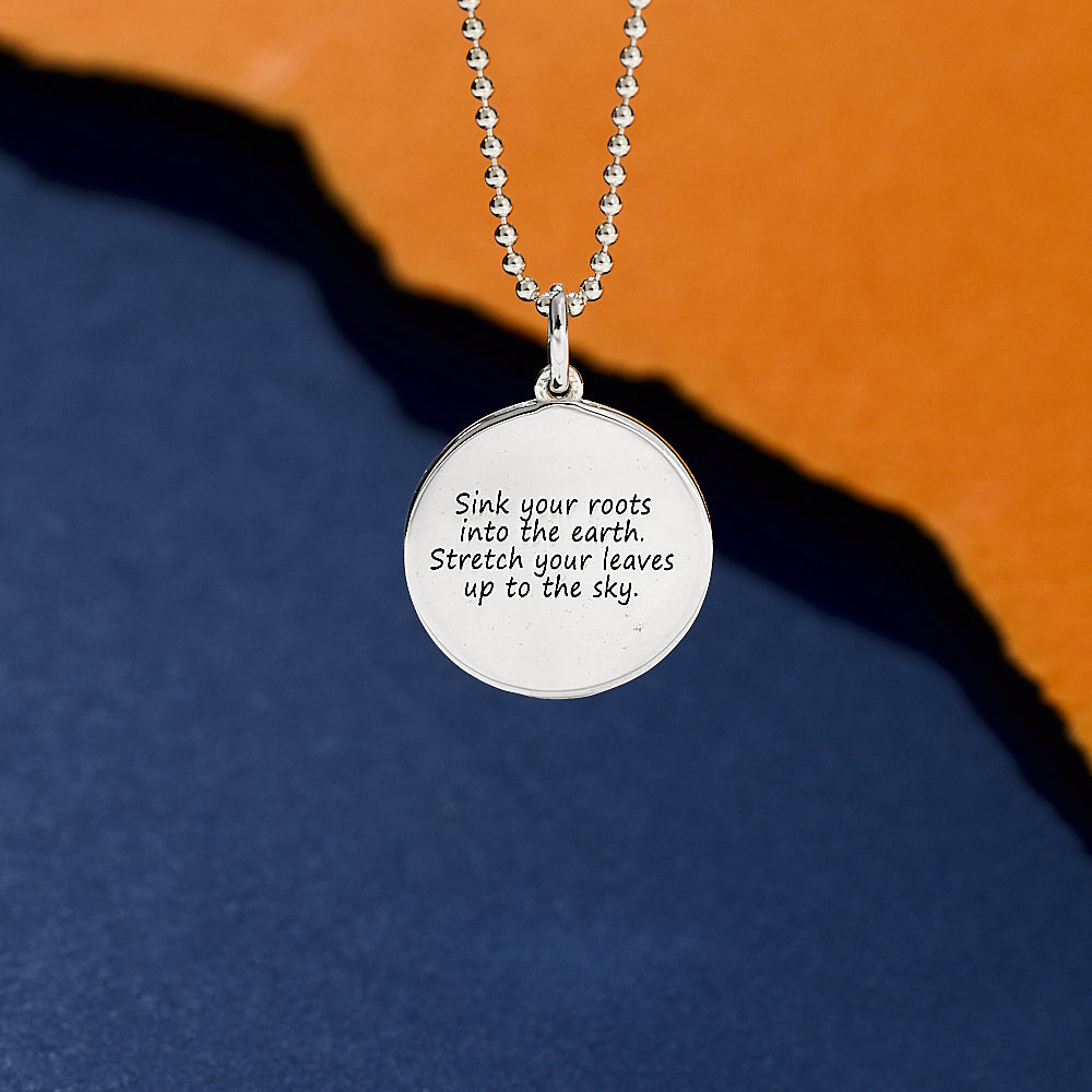 Silver tree of life 'Arbor Vitae' pendant  engraved back
