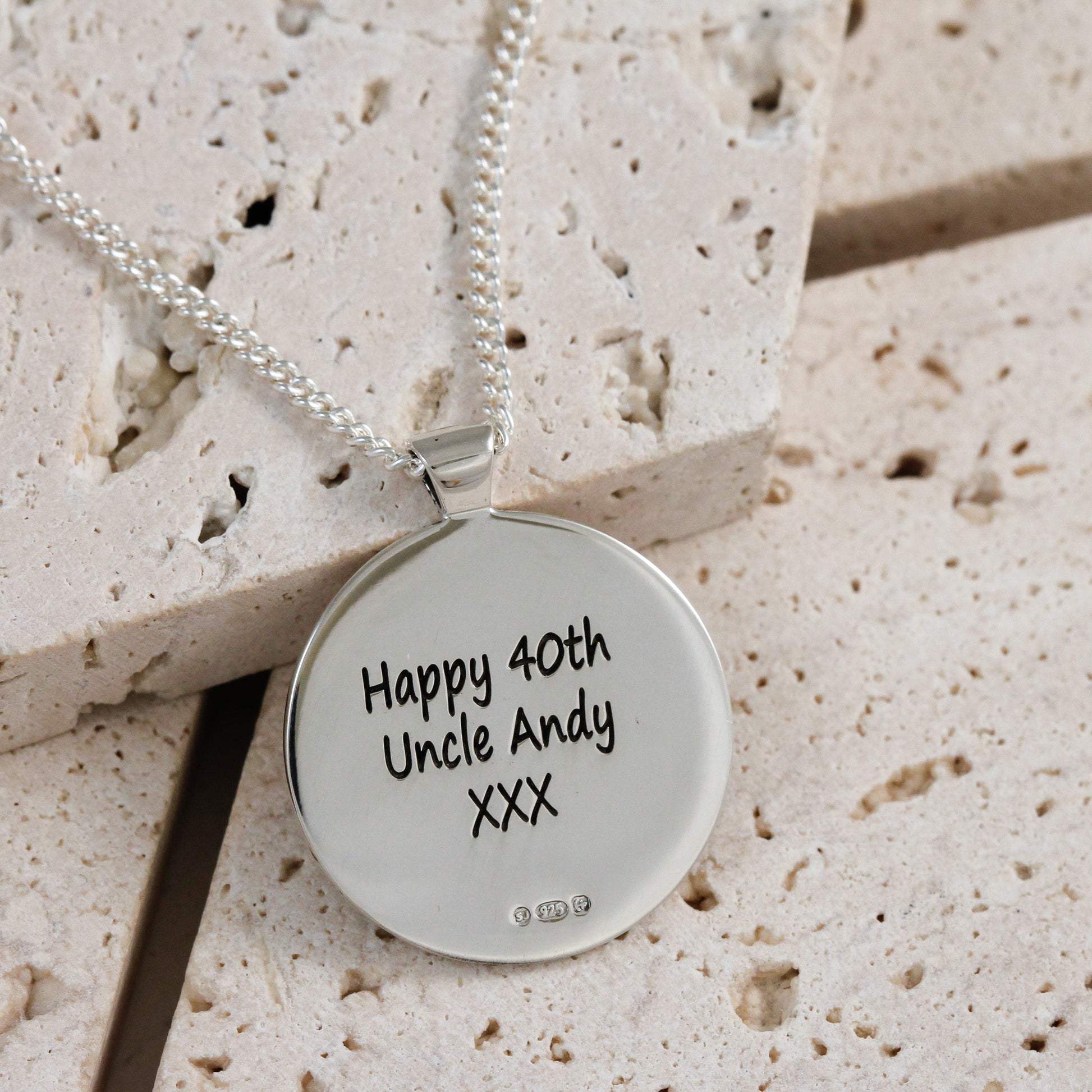 happy 40th Uncle necklace silver 