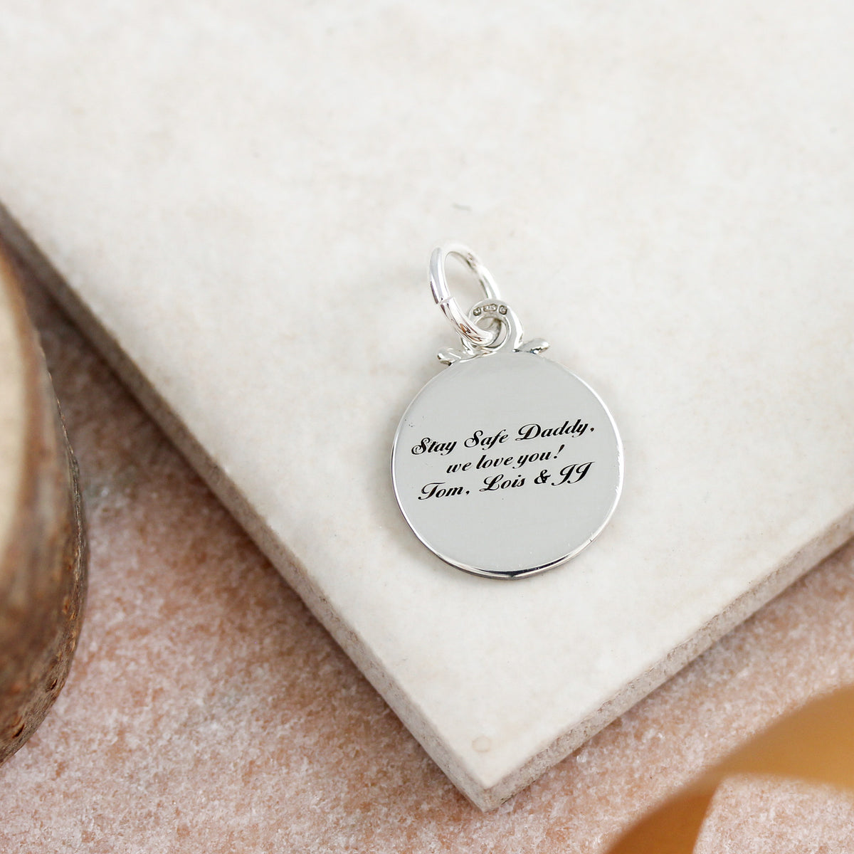 Travel Safe Compass Personalised Silver Charm