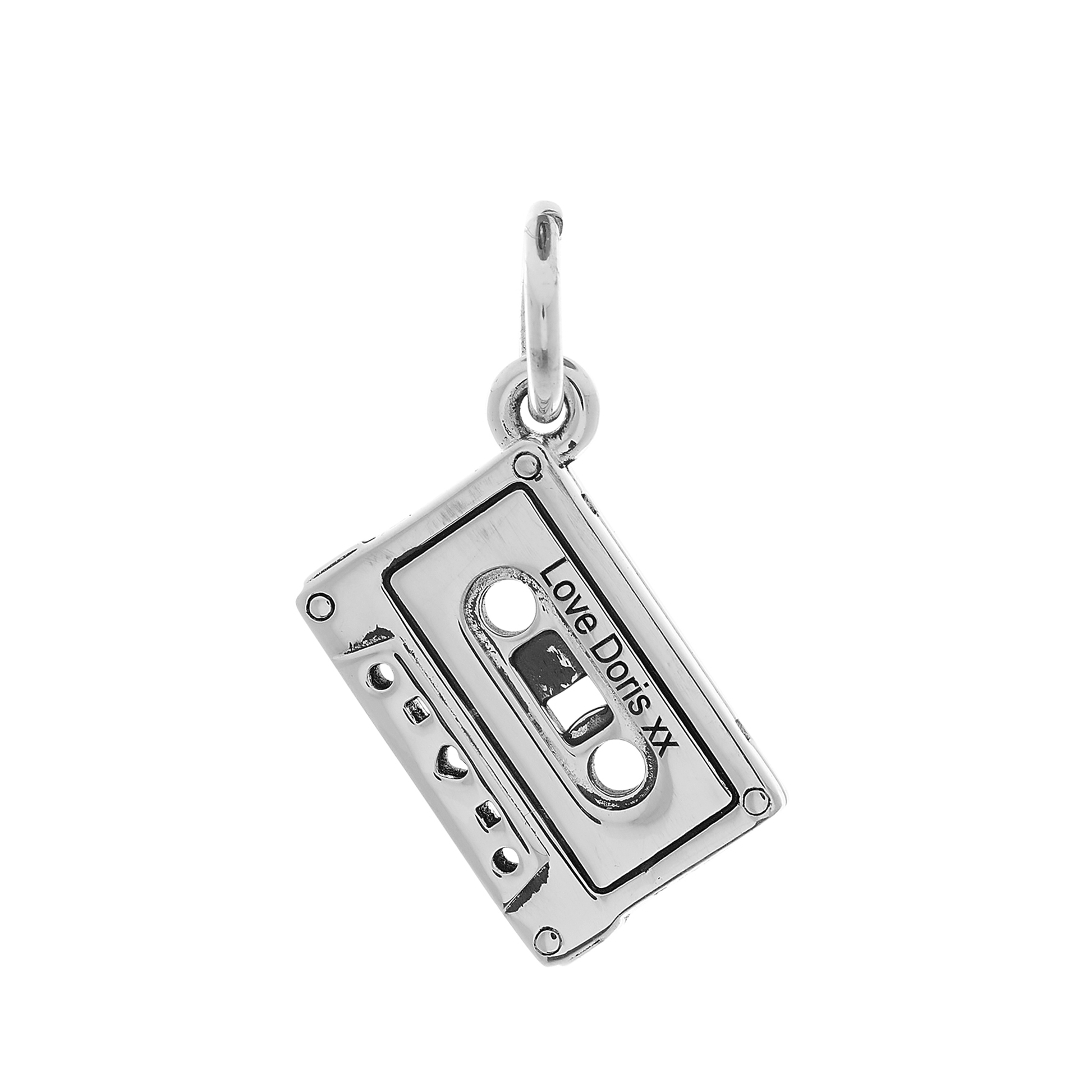 silver personalised cassette tape charm