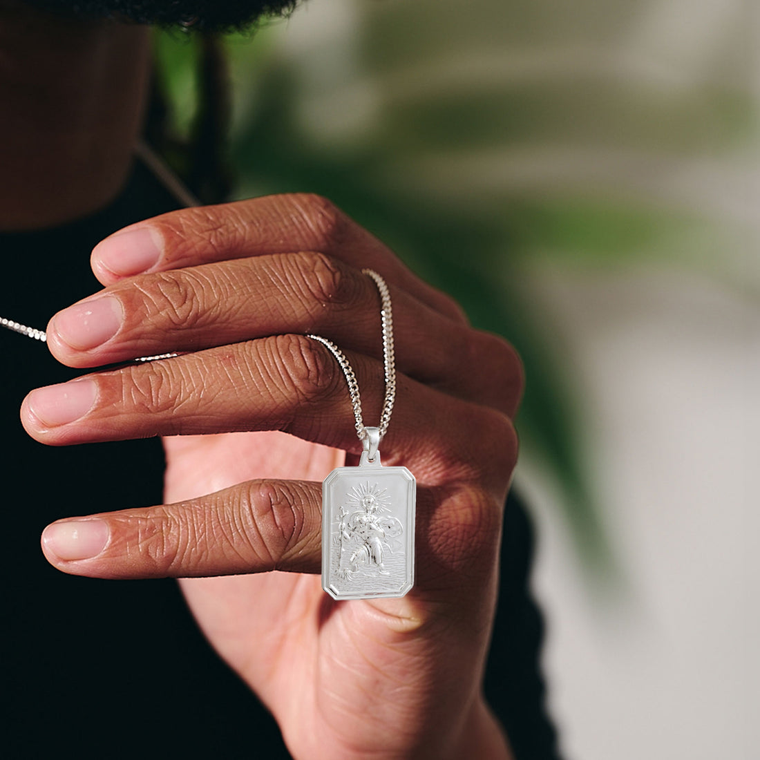 St Christopher Dog Tag Silver Necklace (Cast Sterling Silver) - Necklaces from Off The Map Jewellery