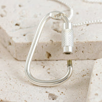 open silver carabiner necklace gift for climber