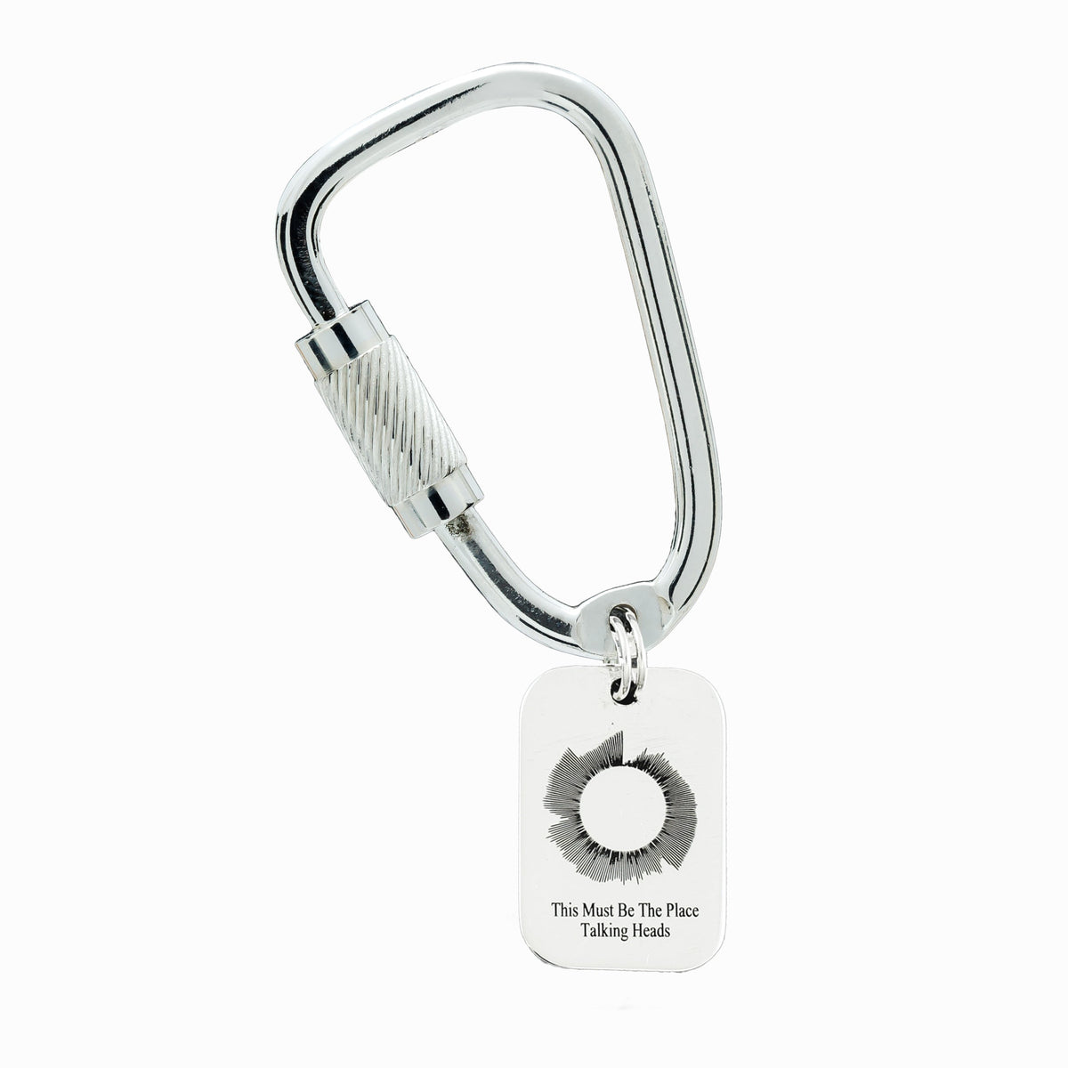 personalised our song wave silver carabiner style keyring rdog tag shape