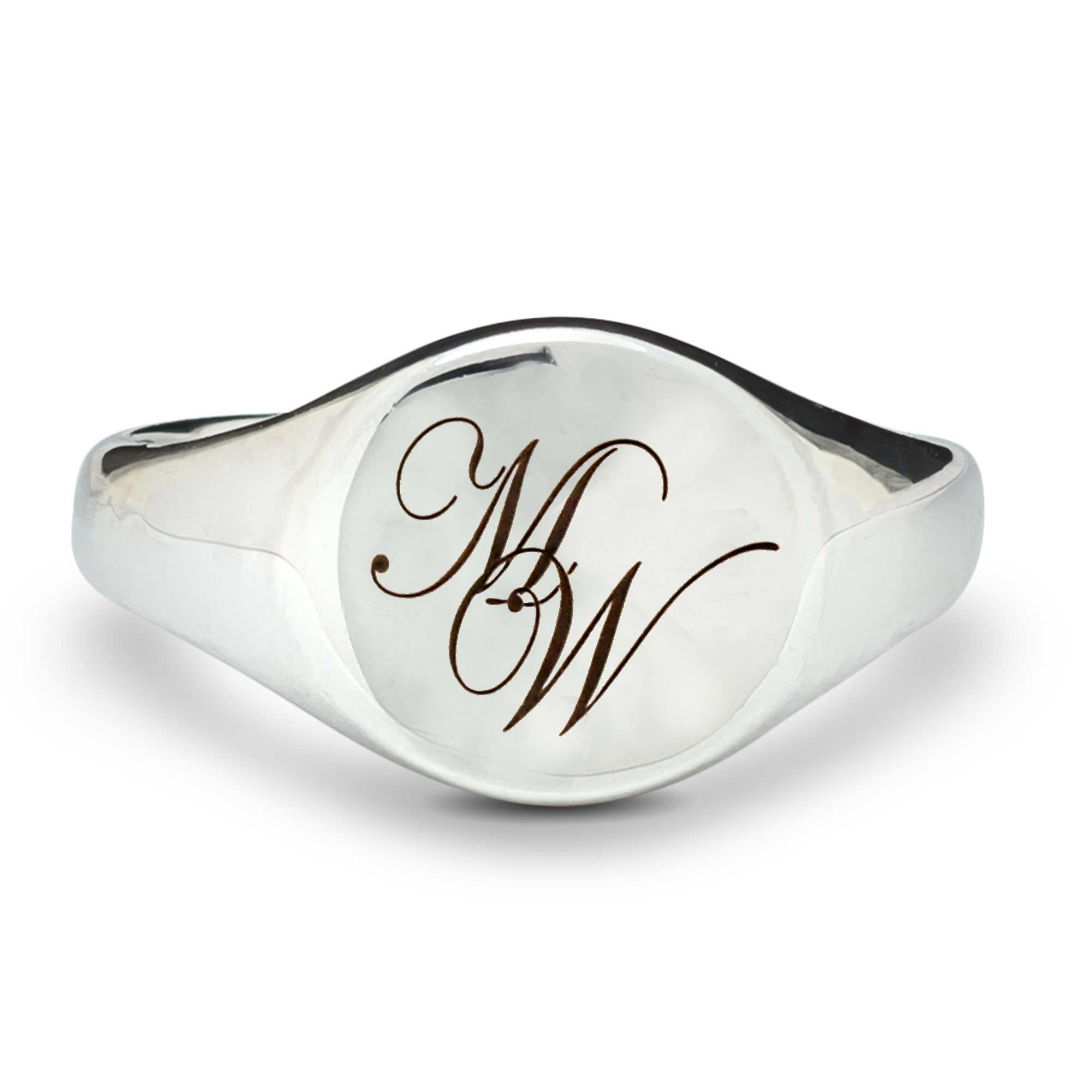 Personalised Script Initials Silver Signet Ring – Off The Map Jewellery