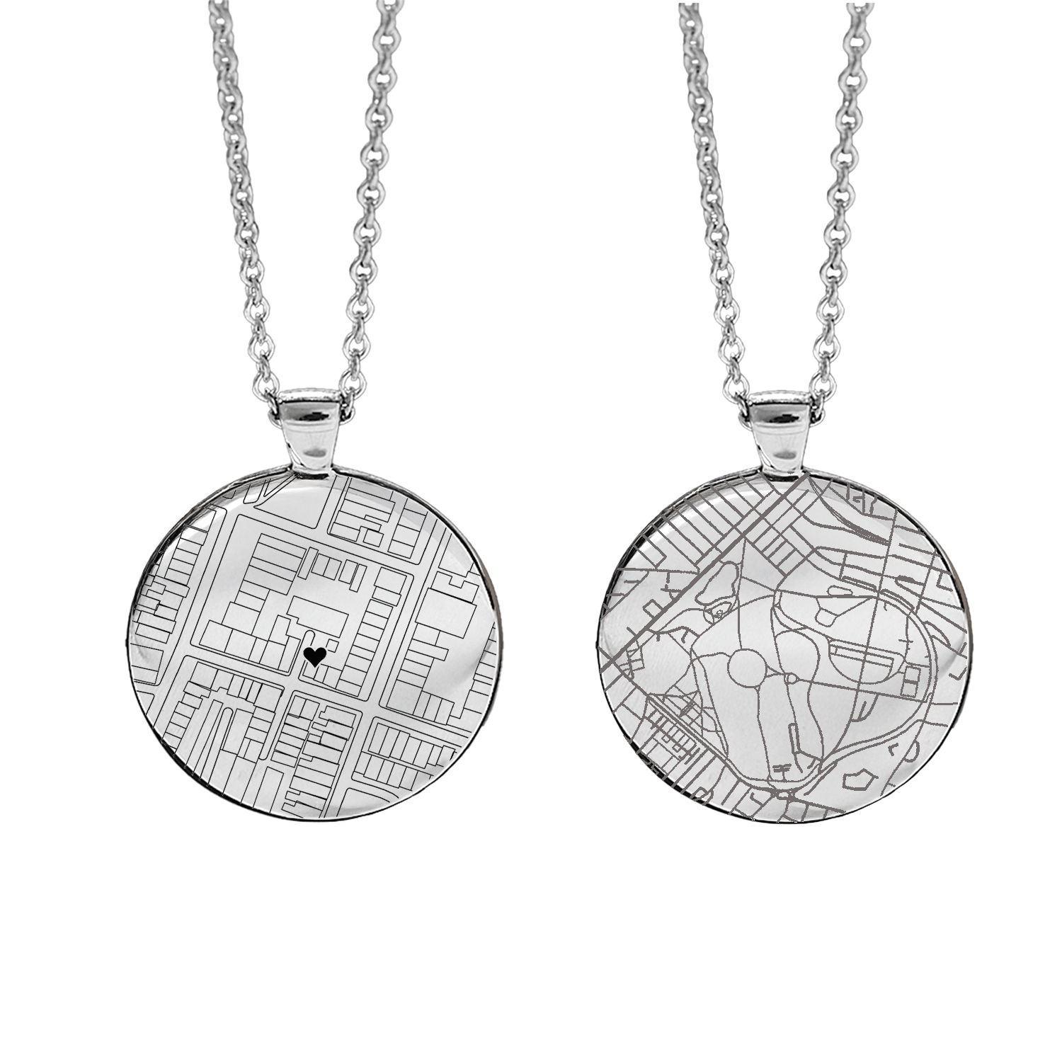 Luxury Street Map Silver Necklace
