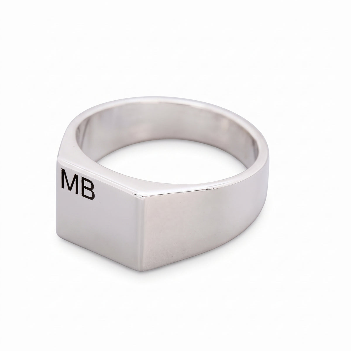 Bold Initials Personalised Square Silver Signet Ring