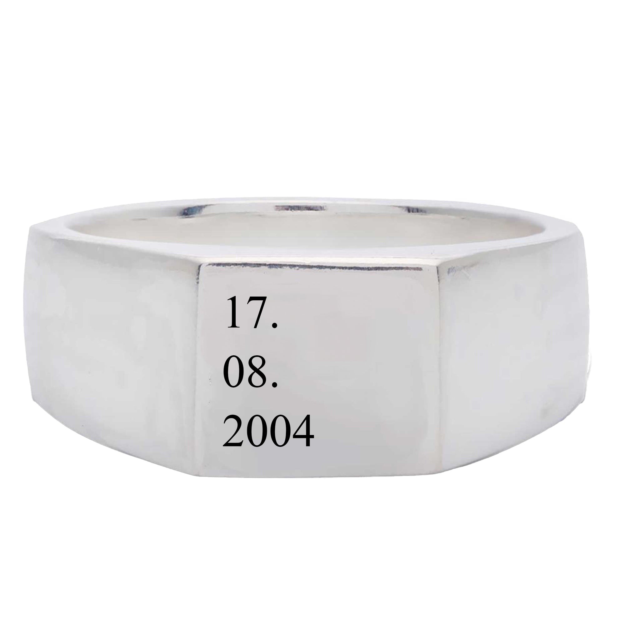 mens signet ring engraved with date wedding or anniversary gift idea