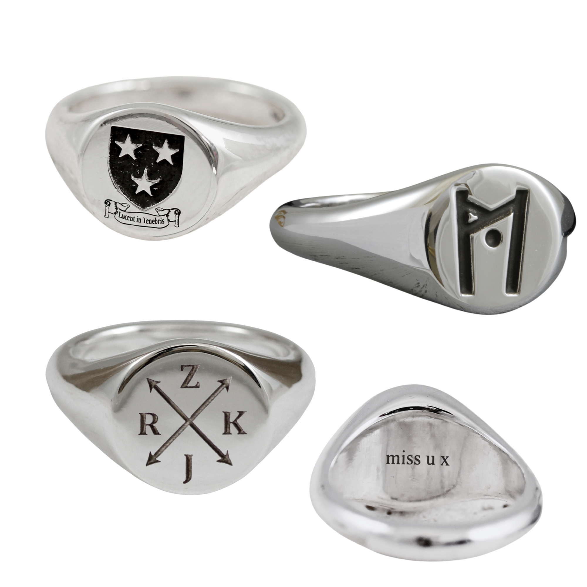 large custom design mens silver signet ring