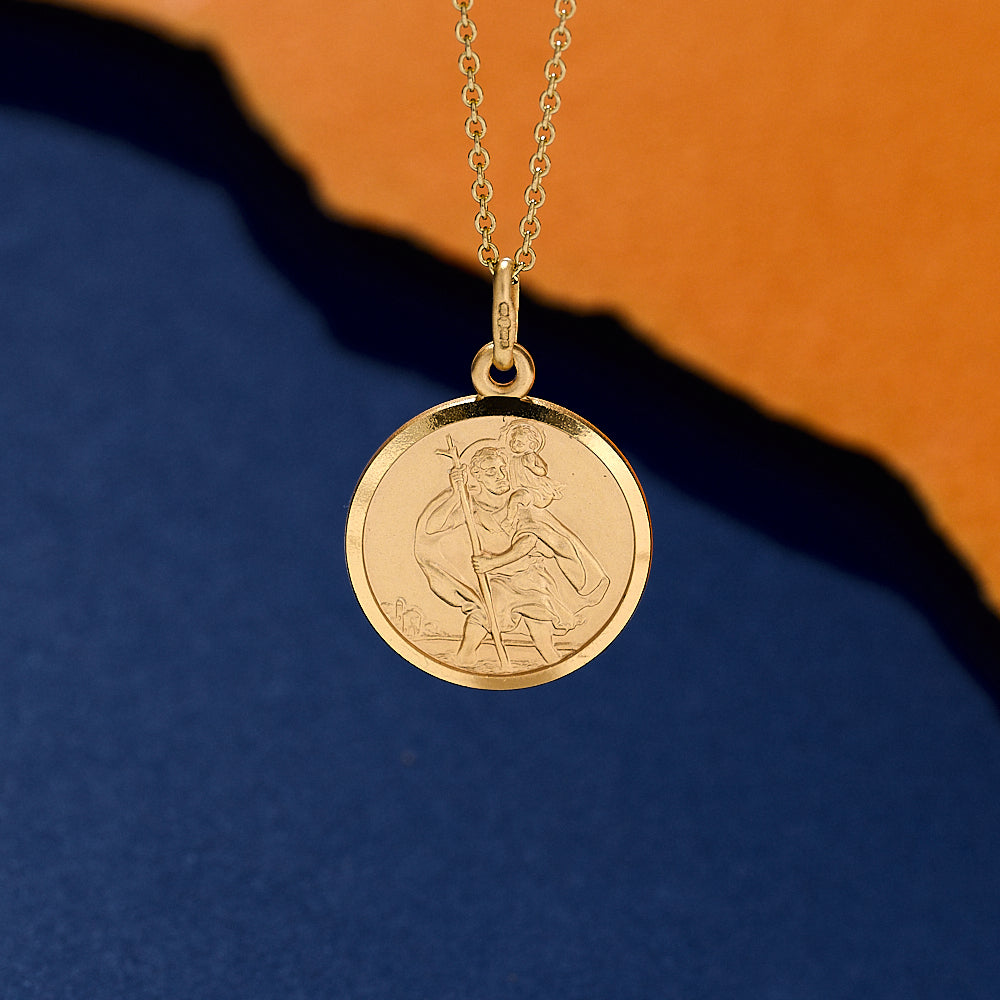 Solid 9ct Gold 18mm St Christopher