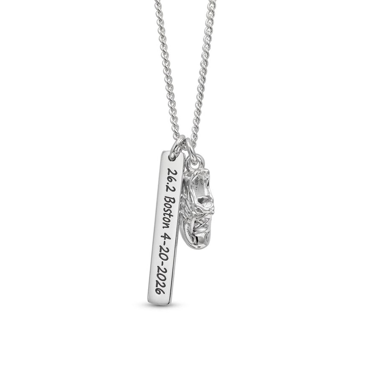 Marathon Runner Personalised Silver Necklace