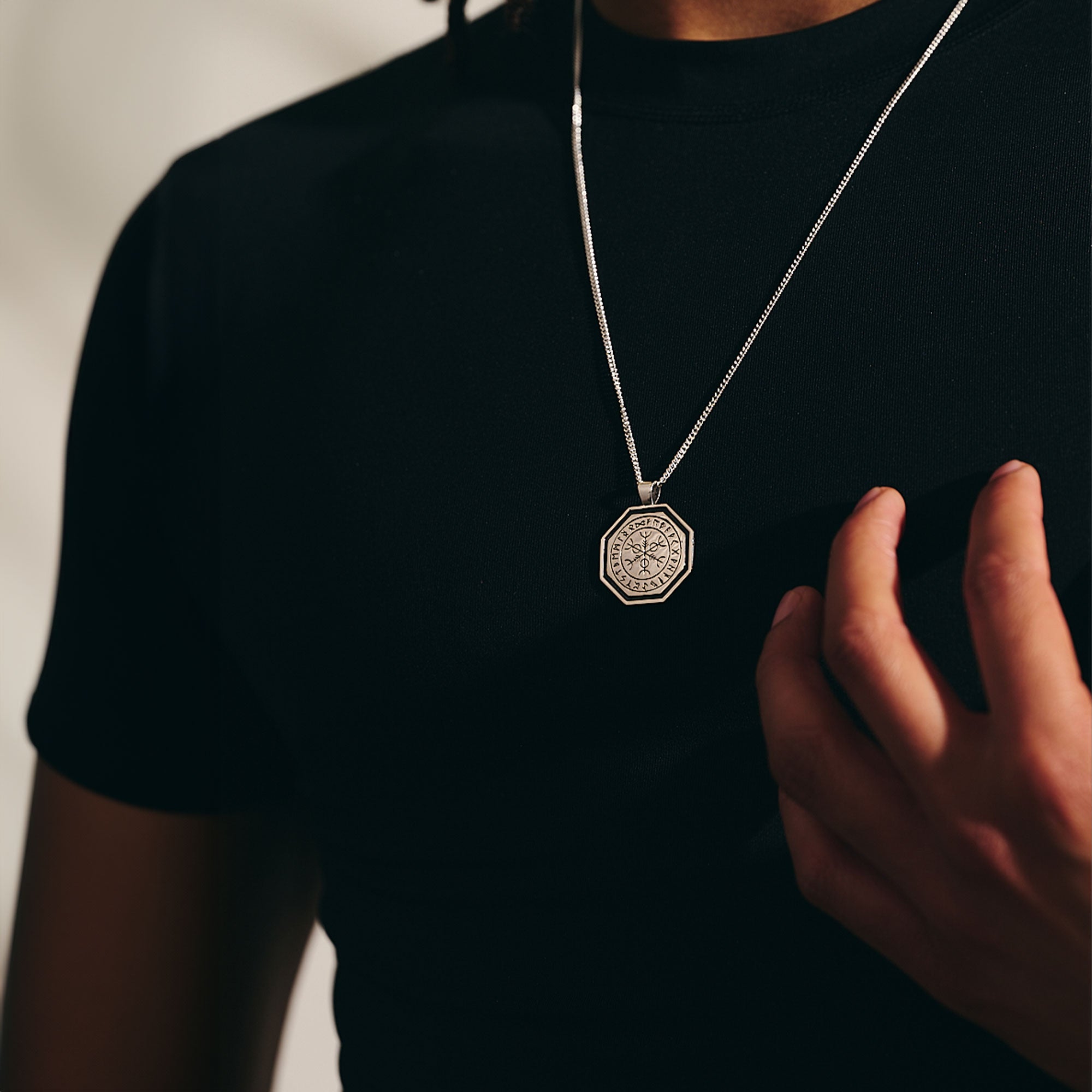 Octagon Vegvisir Viking Runes Pendant – Sterling Silver - Off The Map ...